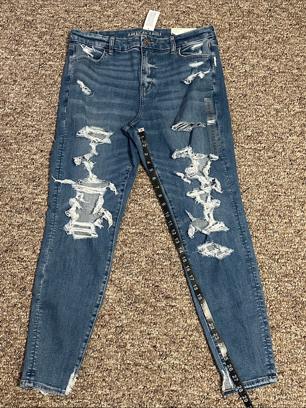 American Eagle Outfitters Distressed Skinny Jeans - Blue